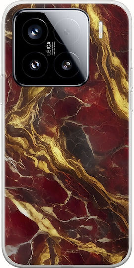 Θήκη Cracked Marble Red Gold Xiaomi 15 5g Flexible Tpu Διάφανη Σιλικόνη