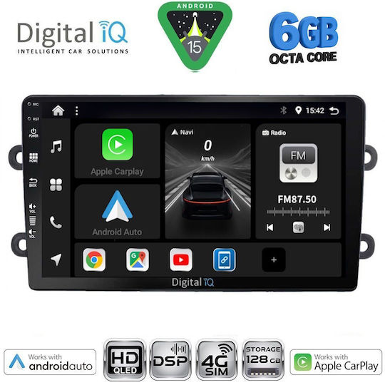 Digital IQ Auto-Audiosystem für Dacia Duster 2012-2019 Bluetooth USB Eingebautes Wi-Fi GPS Apple CarPlay Android Auto mit 9 Zoll Touchscreen