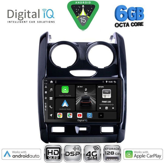 Digital IQ Ηχοσύστημα Αυτοκινήτου για Dacia Duster 2012-2019 (Bluetooth/USB/WiFi/GPS/Apple-Carplay/Android-Auto) με Οθόνη Αφής 9"