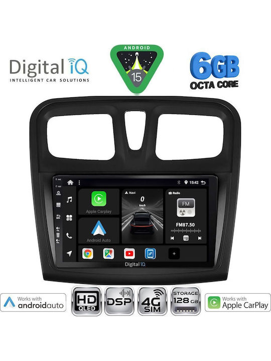 Digital IQ Car Audio System for Dacia Logan / Sandero 2012-2019 (Bluetooth/USB/WiFi/GPS/Apple CarPlay/Android Auto) with 9" Touch Screen