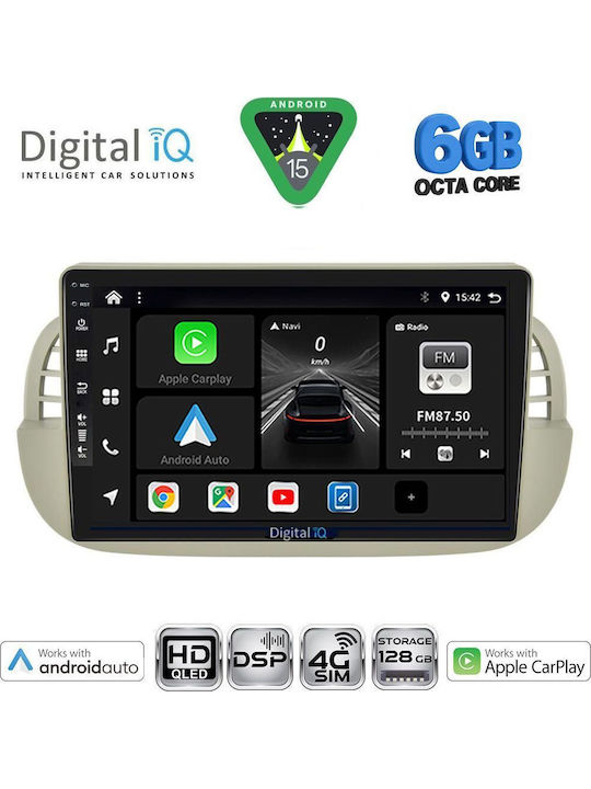 Digital IQ Car Audio System for Fiat 500 2007-2015 (Bluetooth/USB/WiFi/GPS/Apple CarPlay/Android Auto) with 9" Touch Screen