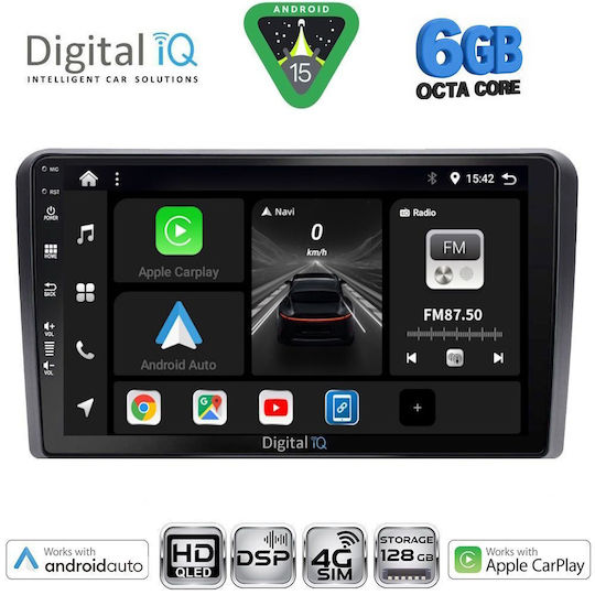 Digital IQ Ηχοσύστημα Αυτοκινήτου για Fiat 500 (Bluetooth/USB/WiFi/GPS/Apple-Carplay/Android-Auto) με Οθόνη Αφής 9"