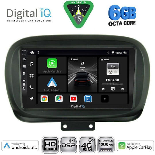 Digital IQ Car Audio System for Fiat 500X 2014-2024 Bluetooth USB Wi-Fi GPS Apple CarPlay Android Auto with 9-inch Touch Screen DIGITAL IQ BXF 17134 CPAA