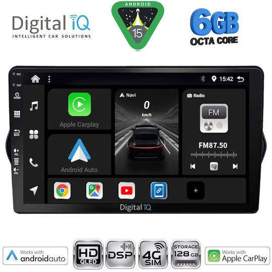 Digital IQ Ηχοσύστημα Αυτοκινήτου για Fiat Tipo 2015-2023 (Bluetooth/USB/WiFi/GPS/Apple-Carplay/Android-Auto) με Οθόνη Αφής 9"
