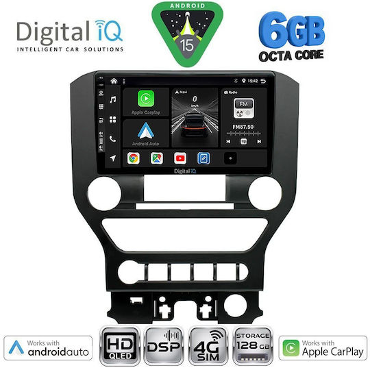 Digital IQ Ηχοσύστημα Αυτοκινήτου για Ford Mustang 2015-2020 (Bluetooth/USB/WiFi/GPS/Apple-Carplay/Android-Auto) με Οθόνη Αφής 9"