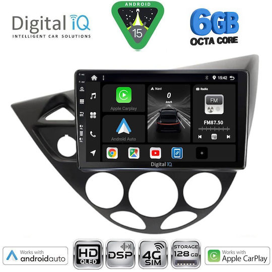 Digital IQ Car Audio System for Ford Focus 1998-2004 Bluetooth USB WiFi GPS Apple CarPlay Android Auto with 9" Touch Screen