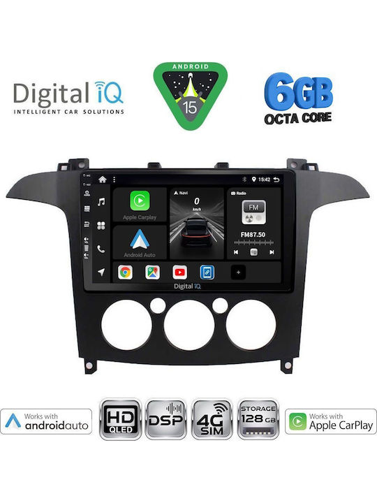 Digital IQ Car Audio System for Ford S-Max 2006-2014 with A/C (Bluetooth/USB/WiFi/GPS/Apple CarPlay/Android Auto) with 9" Touch Screen