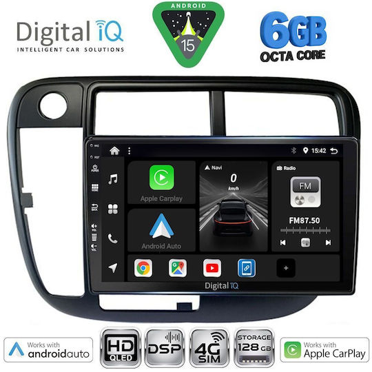 Digital IQ Ηχοσύστημα Αυτοκινήτου για Honda Civic 1995-2001 με Clima (Bluetooth/USB/WiFi/GPS/Apple-Carplay/Android-Auto) με Οθόνη Αφής 9"