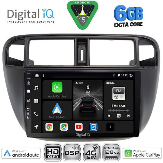 Digital IQ Ηχοσύστημα Αυτοκινήτου για Honda Civic 1995-2001 με A/C (Bluetooth/USB/WiFi/GPS/Apple-Carplay/Android-Auto) με Οθόνη Αφής 9"