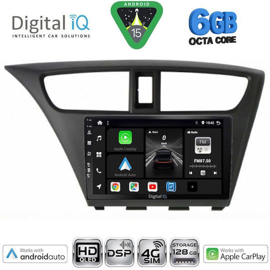 Digital IQ Car Audio System for Honda Civic 2012-2016 (Bluetooth/USB/WiFi/GPS/Apple CarPlay/Android Auto) with 9" Touch Screen