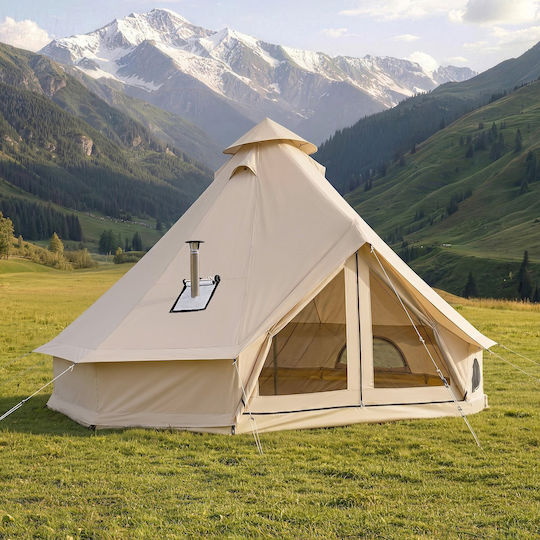 Vevor Bell Oxford Σκηνή Camping Teepee Αποθήκευσης Μπεζ 4 Εποχών για 7 Άτομα 500x500x300εκ.
