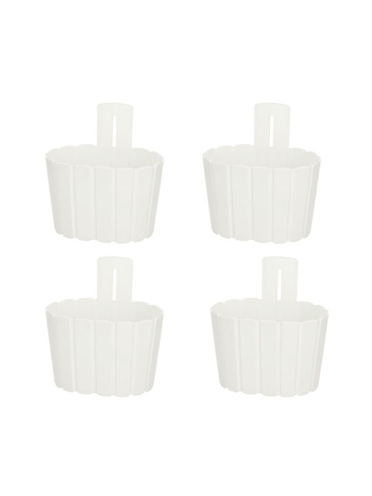 Kotarbau Σετ 4 Γλάστρες Πλαστικές Rustic White