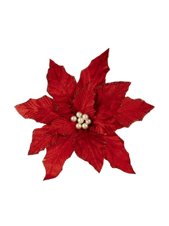 Decoratiune De Craciun Floare Din Tesatura Pentru Brad Roșie