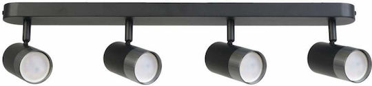 Lightex Decken- und Wandleuchte mit 4 Spots und GU10 Lampenbirnensockel in Schwarz