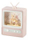 Weihnachtliche Beleuchtete Dekofigur Dorf Rosa Batterie 23x15x8cm