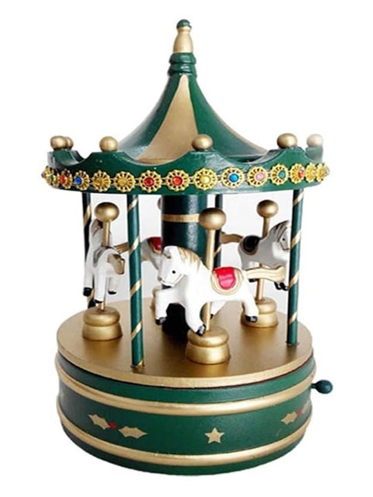 Wind-Up Christmas Decorative Carousel Green 23x12.5cm