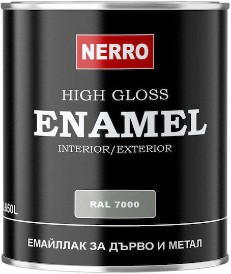 Enamel Paint Wood Metal Ral 7000 Gray 0.650 L Nerro