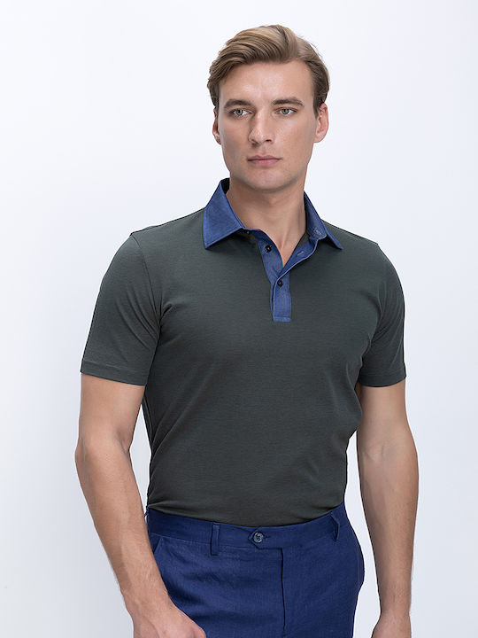 Polo Kurzarm Herrenbluse Grau