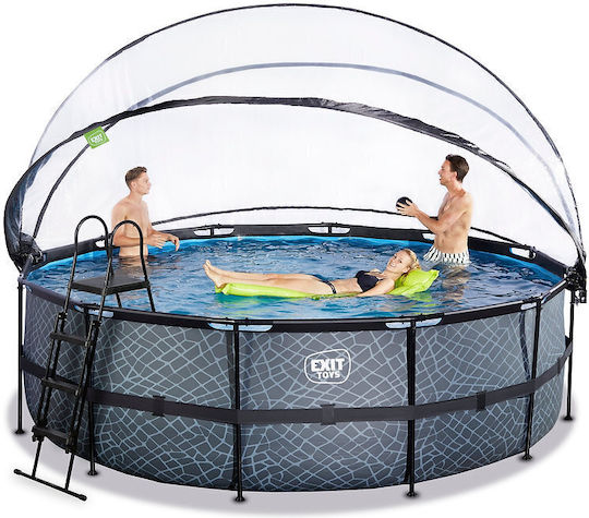 Exit Toys Stone Runde Schwimmbecken mit Metallic-Rahmen Grau