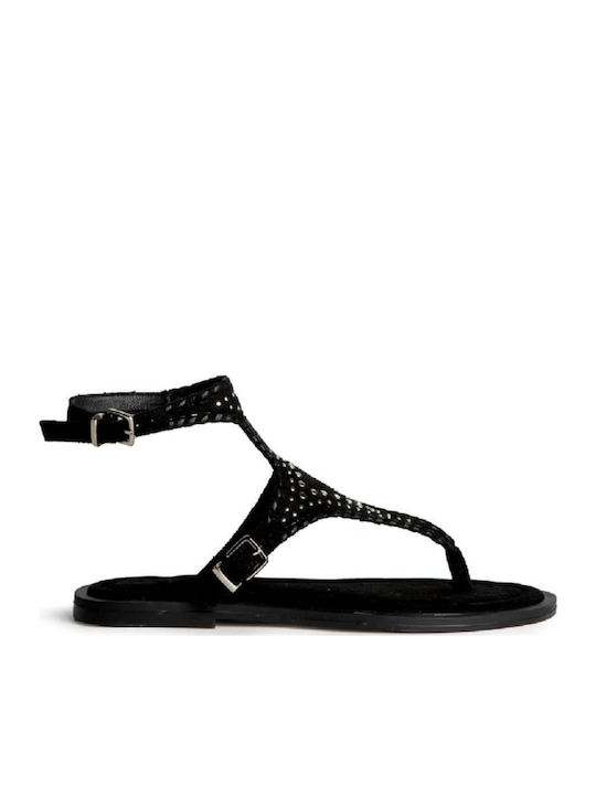 Damen Flache Schwarze Sandalen