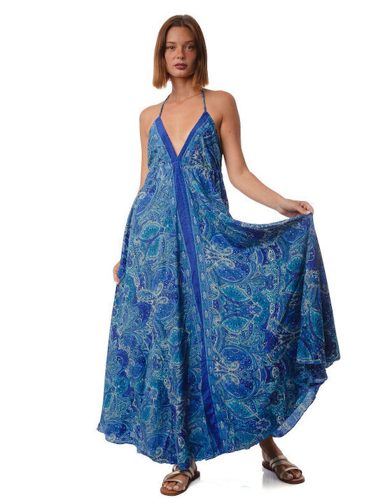 Silia D Sommer Midi Wickel Damenkleid Blau