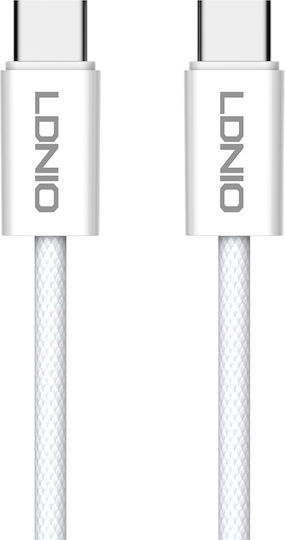 Ldnio Braided USB 2.0 Cable USB-C Male - USB-C 65W White 2m