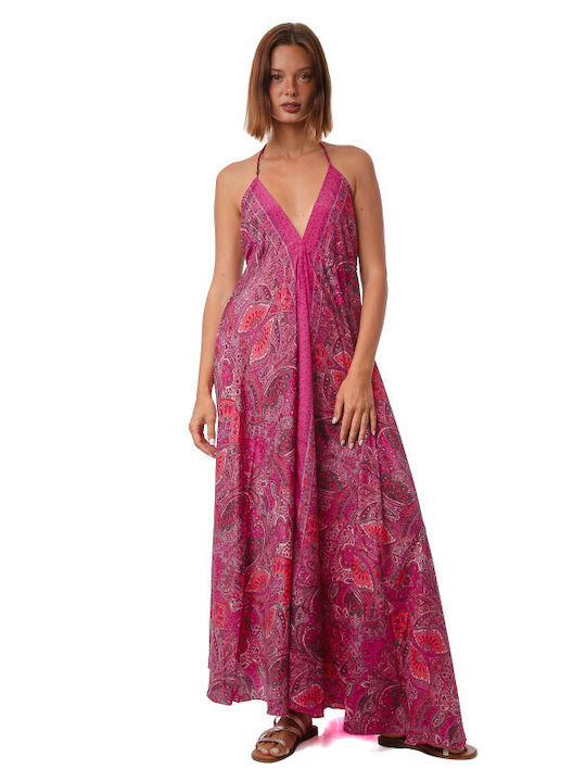 Silia D Sommer Midi Slip Dress Fuchsie