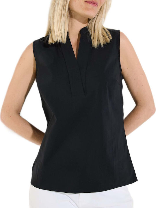 Women's Sleeveless Black Blouse