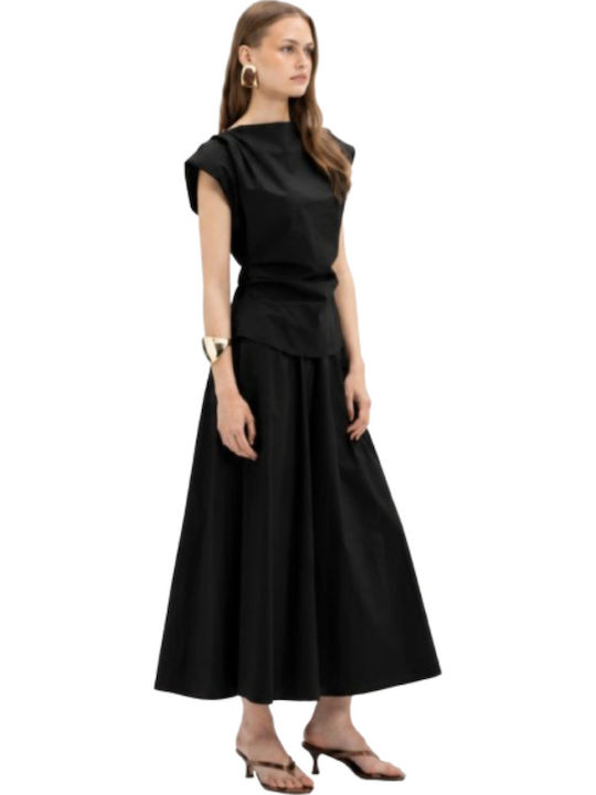 MY T Women's Cotton Black Blouse
