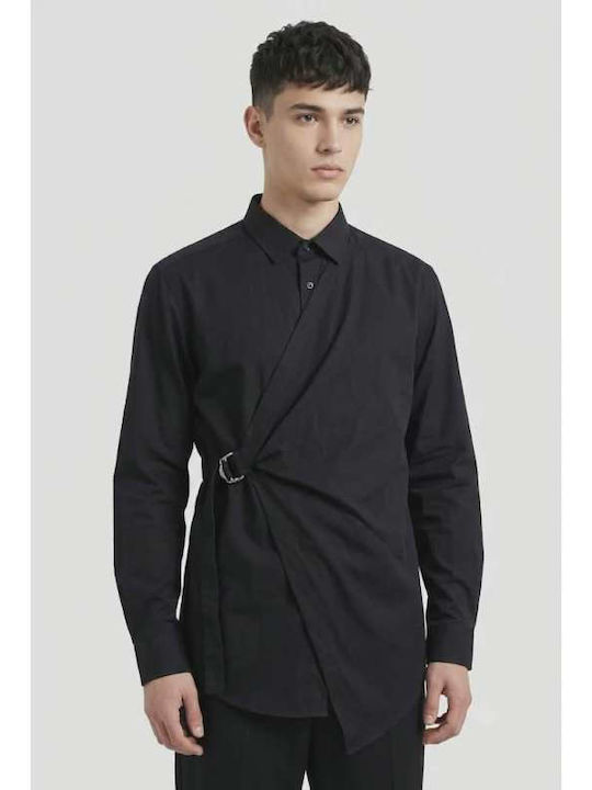 Stefan Fashion Μακρυμάνικo Πουκάμισο Ριγέ Μαύρο
