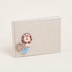 Beauty Home Baptism Guest Book Lion Frame Side