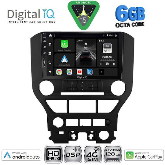 Digital IQ Car Audio System for Ford Mustang 2015-2020 (Bluetooth/USB/WiFi/GPS/Apple CarPlay/Android Auto) with 9" Touch Screen