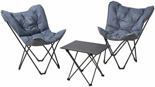 HowHomely Stahl Tischset Für Camping Klappbar Grau
