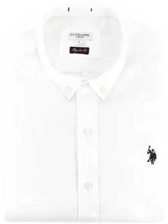 U.S. Polo Assn. Alen Langärmeliges Leinenhemd Weiß