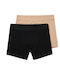 Herren Boxershorts Beige/Schwarz 2er Pack