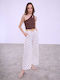 Celestino Women's Trousers Polka Dot Straw Belt Ecru