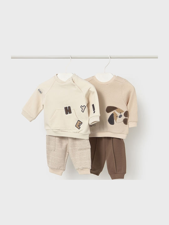 Mayoral Kids Sweatpants Set Brown 4 Pieces