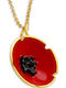 Hängende Charms Blumen Mohn Handgefertigt Vergoldetes Silber 925 Kette 45cm