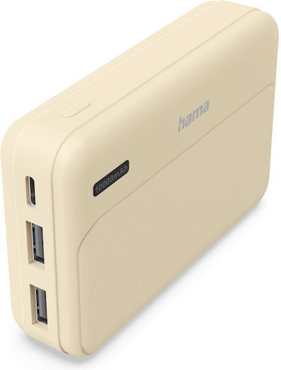 HAMA Pocket 10 Power Bank 10000mAh mit 2 USB-A Ausgangsanschlüsse Sand