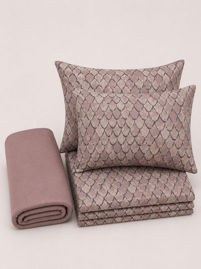 Comfort Bed Sheet Set With 1 Pillowcase King Size 270x220cm Pink 4 Pieces