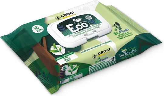 Croci Pet Șervețele Biodegradabile Pentru Câini și Pisici Ceai Verde și Clorhexidină 30 Bucăți