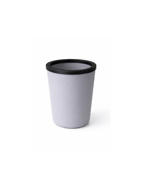 Femmit Rundes Kunststoff Büromülleimer 12l Schwarz Grau Kunststoff Ringhalter für Tüten 23x27 cm