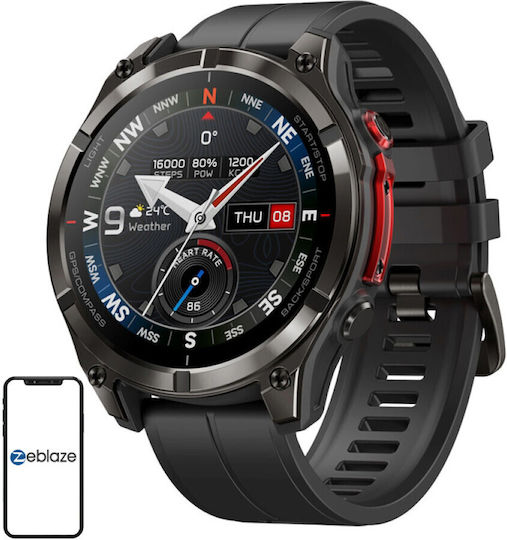 Zeblaze Stratos 4 Pro Stainless Steel 49mm Waterproof Smartwatch with Heart Rate Monitor Black