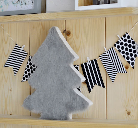 Wooden Decoration Furry Christmas Tree 30x24.5cm