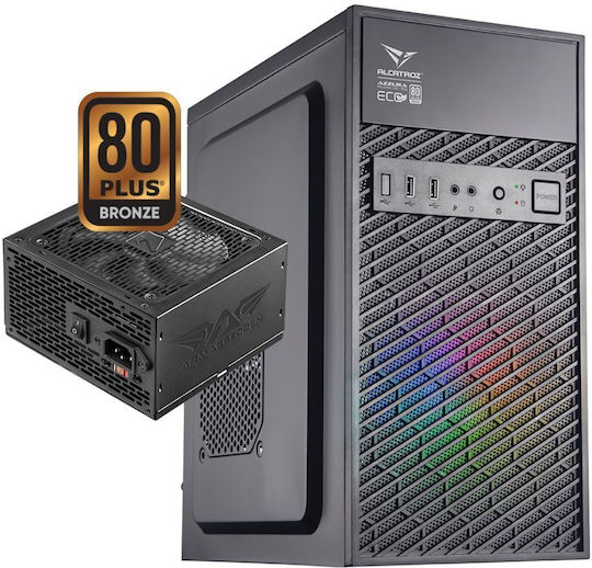 Alcatroz Azzura Millenia Eco Air Gaming Midi Tower Computer Case with RGB Lighting Black
