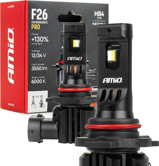 AMiO LED Car Lamps F26 Pro Series HB4 12/24V 68W 2900-3550LM 6000K Full Can-Bus Plug&Play 2 Pcs 04875/AM 04875/AM 04875/AM
