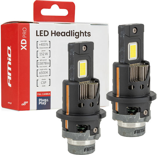 Amio Autolampen LED Xd Pro Serie D4s/d4r 12V 152W 15.878lm 6000K Voll Canbus Plug&play Kühler 2 Stück 04682/am