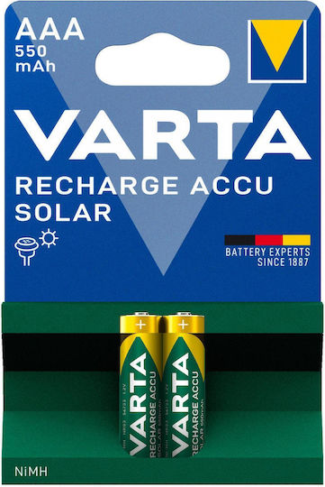 Varta Solar Επαναφορτιζόμενες Μπαταρίες AAA Ni-MH 550mAh 1.2V 2τμχ