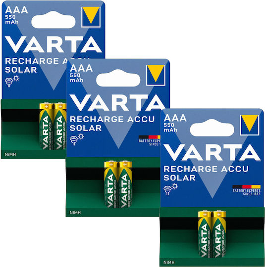 Varta Solar Rechargeable Batteries AAA Ni-MH 550mAh 1.2V 6pcs