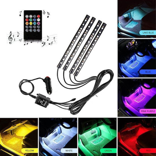 Set of 4 RGB LED Car Strips Flashing to the Music OEM